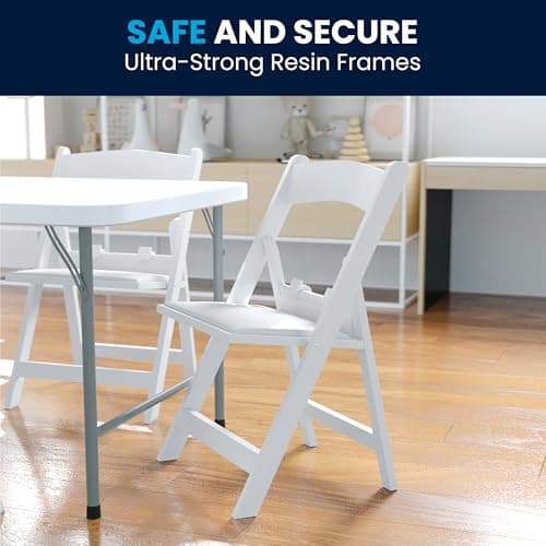 Flash Furniture HERCULES Kids White Resin Folding Chair with White Vinyl Padded Seat 9