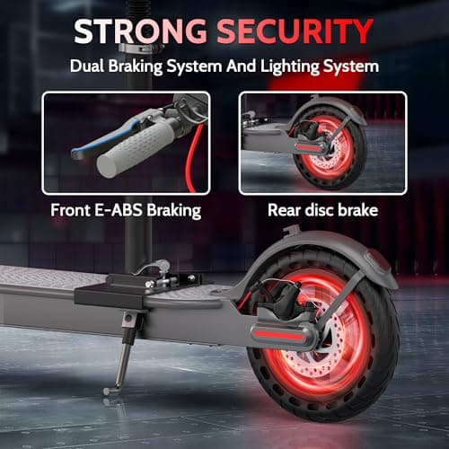 Roinside Electric Scooter with Seat - 8.5" Solid Tires, 350W Motor, Up to 19 MPH and 21 Miles Long-Range Commuting Foldable Scooter for Adults with Dual Braking System and Smart App 5