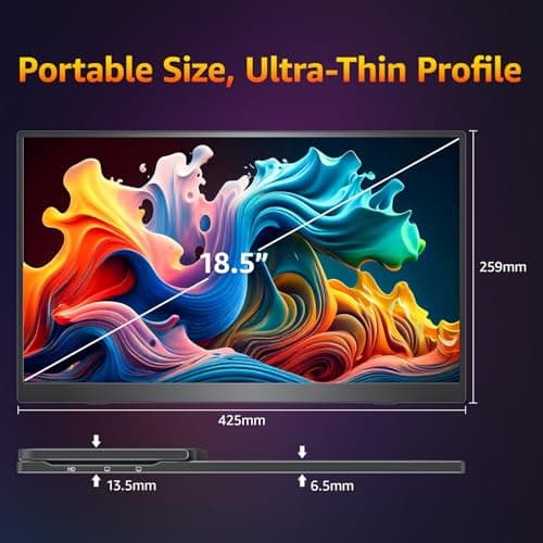 cocopar Portable Monitor 18.5'' 1080P 100Hz 125% sRGB IPS Travel Monitor with USB-C HDMI Large Portable Screen for Laptop MacBook Surface PC PS4/5 Gaming Monitor with Kickstand, VESA Mountable 9