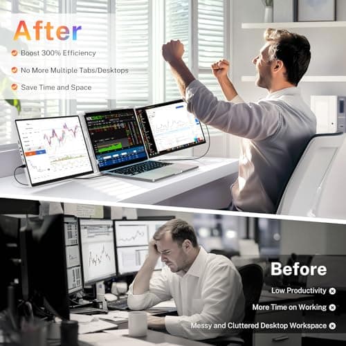 Fzaqwen Triple Screen Laptop Monitor Extender - 2.5K QHD IPS Triple Portable Monitor for Laptop 13.3-17 Inch, Plug Play and Compatible with MacOS/Wins/Chrome/Dex (Silver) 3