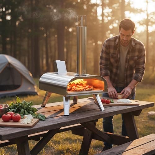 BIG HORN OUTDOORS 12" Multi-Fuel Outdoor Pizza Oven – 3-in-1 Wood-Fired, Gas & Electric Compatible (Burners Sold Separately), Pellet Pizza Oven Portable Pizza Maker for Backyard, Camping & Tailgating 7