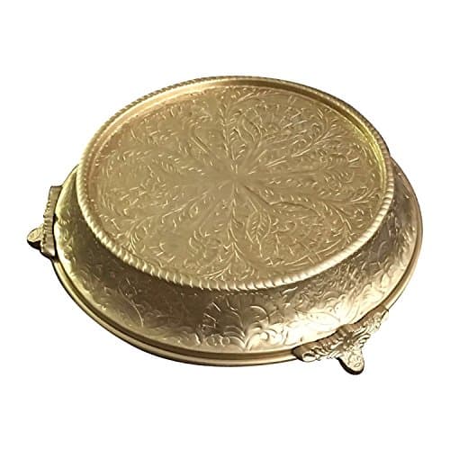 GiftBay 16 inch Round Tapered Gold Wedding Cake Stand, Hand Crafted, Embossed, Durable Build