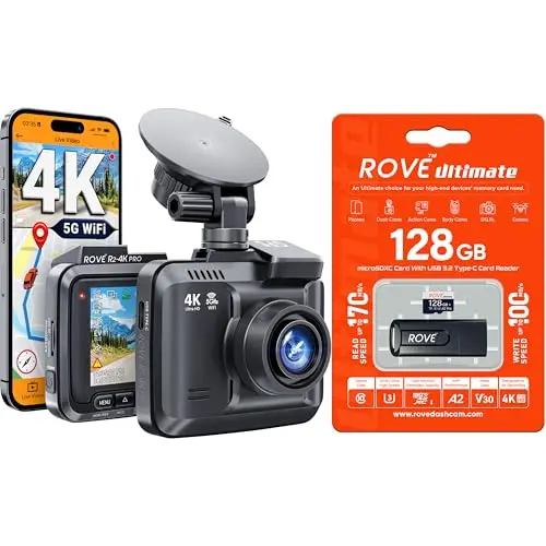 ROVE R2-4K PRO Dash Cam | 128GB Micro SD Card