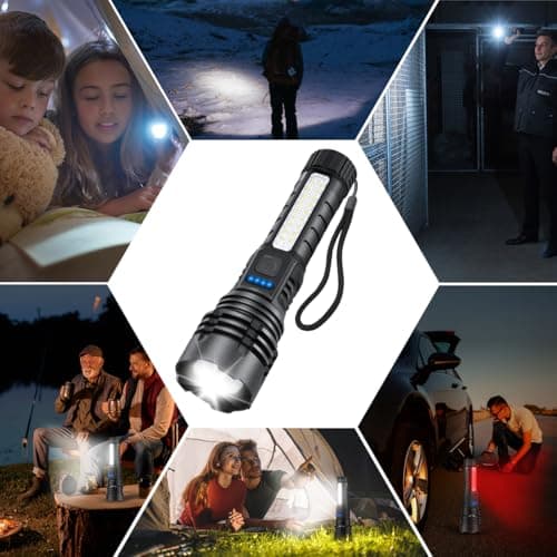ZioeYiue Rechargeable Flashlights High Lumens, 7Mode Super Bright Flashlight Powerful, Adjustable Tactical Flash Light High Powered, LED Flashlights for Home Emergency Hunting Camping Essentials Gear 7