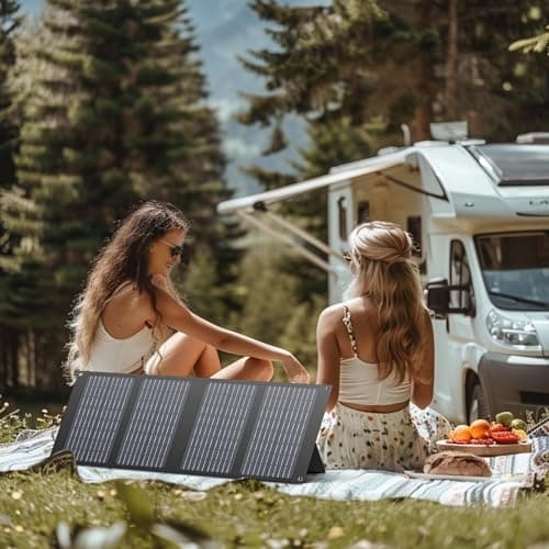 300W Portable Power Station with Solar Panel 40 Watt, 260Wh Solar Powered Generator for Camping Lithium Battery Bank with Solar Panels, 110V Outlet Solar Power Banks, Solar Generator for Outdoor 7