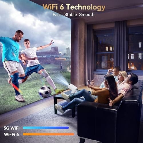 Mini Projector with Wifi and Bluetooth 210°Rotatable Portable Smart Projector Built-in Android TV 11.0 1080P Support Short Throw Outdoor Auto Keystone 150'' Screen Home Theater Projector for Phone/PC 5