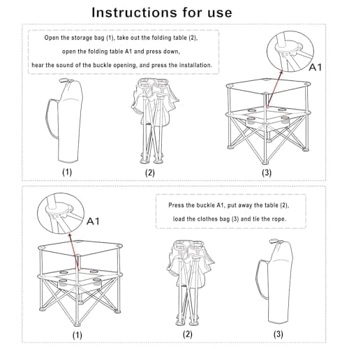 ZXFODX Folding Camping Table,Beach Tables for Sand Foldable,Camp Table,Comes with 4 Cup Holders and Storage Bags,Quick Unfolding and Folding，Suitable for Camping 7