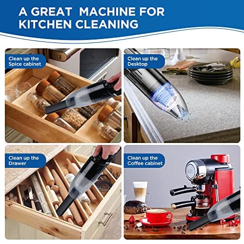 Handheld Car Vacuum Portable Cordless, Dust Buster Rechargeable High Power Suction, Mini Hand Held Vacuum Cleaner with Washable HEPA Filter, Multi-Nozzles, Lightweight Hand Vacuum for Car Home Office 7