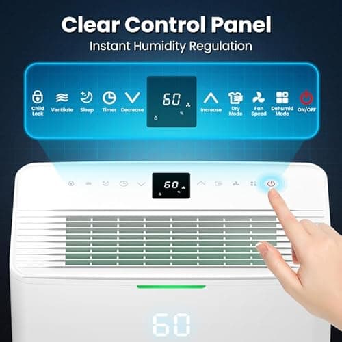 DGUAM 5000 Sq. Ft Dehumidifier, Max 95 Pint/Day Dehumidifier for Basement & Home, Compressor Dehumidifier with Drain Hose, Smart Humidity Control, Energy Efficient & Quiet for Bedroom, Large Rooms 7