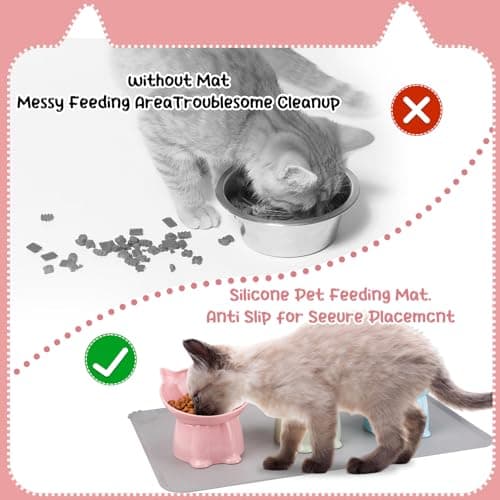 3 Pcs Elevated Cat Bowls 15°Raised Cat Food Bowl with Silicone Mat Whisker Friendly Anti Vomiting Cats Dishes Pet Food and Water Bowls for Indoor Cats Kittens 7