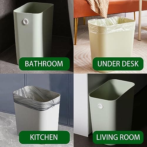 Halyuhn Rectanglar Small Trash Can 3 Pack, 3 Gallon/12 L Office Garbage Can Wastebasket, for Bedroom, Bathroom, Dorm, Kitchen, Under Sink, Under Desk, Plastic Trash Bin Garbage Bin– Green Grey Cream 5