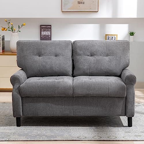 BOSMILLER 55" Loveseat Sofa, 2 Seater Sofa for Small Spaces, Removable Back and Thickened Soft Sofa Cushion, Furniture for Bedroom, Living Room, Apartment, Solid and Easy to Install (Light Grey)