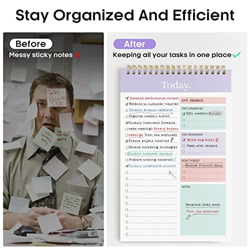 Taja To Do List Notepad - To Do List Notebook for Work with 52 Sheets, 9.8" x 6.5", Undated Daily Planner Perfect for Daily Tasks and Goal Setting, Notepad Suitable for Office, Home & School - Violet Dream 5