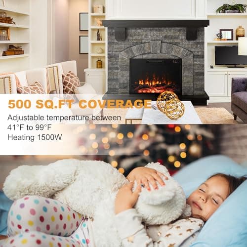Cloud Mountain 45 Inch Electric Fireplace with Mantel, Tall Fire Place Heater Freestanding with Remote Control Timer LED Flame for Living Room Bedroom, Gray 5