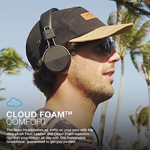 JLab Neon Folding On-Ear Headphones, Black, Wired Headphones, Tangle Free Cord, Noise Isolation, 40mm Neodymium Drivers, C3 Sound (Crystal Clear Clarity) 2