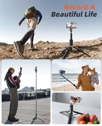Vimose Phone Tripod & Selfie Stick with Remote, Portable, Lightweight for Video Recording Vlog, Extendable Travel Tripod Stand Compatible with iPhone Android, Black, 62" 7