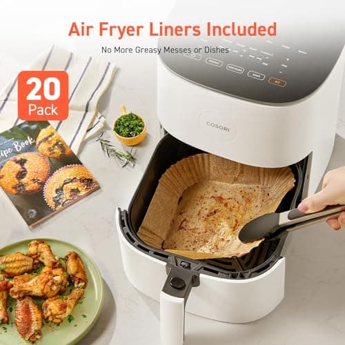 COSORI Air Fryer Pro LE 5-Qt Airfryer, With 20PCS paper liners, 10 Functions that Dry, Bake, Roast &Preheat, Shake Reminder, Up to 450℉, 85% Oil less, Compact, 130+ Recipes, Dishwasher Safe, White 7