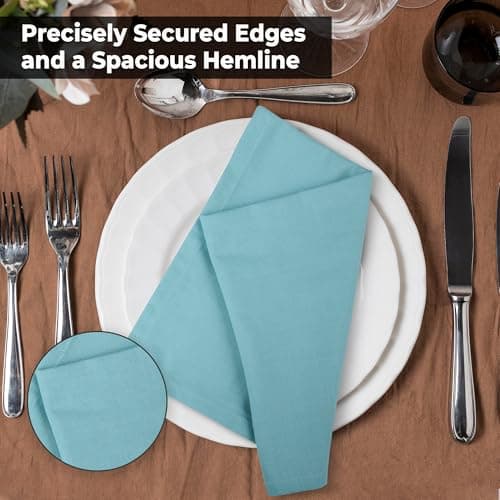 Urban Villa Cloth Napkins Aqua Dinner Napkins Set of 12 (20X20) 100% Cotton Absorbent Washable Durable Reusable Cloth Napkins Ideal for Easter Decorations Hotel Collection Farmhouse Parties Napkins 7