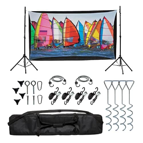 Backyard Theater Kit | Recreation Series System | 9' Front and Rear Projection Screen with 1080p HD Savi 4000 lumen Projector, Sound System, Streaming device w/WIFI (EZ-950) 5