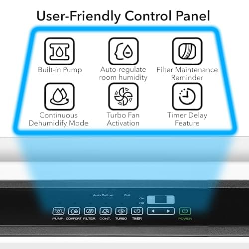Whynter Energy Star RPD-506EWP 50 Pint High Capacity Portable Dehumidifier with Pump up to 4000 sq ft, White w/Black sides 6