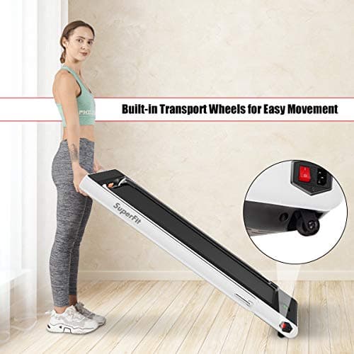 GYMAX Walking Pad, 2.25HP Foldable Treadmill with Smart App & Remote Control, Bluetooth LED Monitor, Small Spaces Compact Running Machine, Folding Portable Under Desk Treadmill for Home Office (White) 9