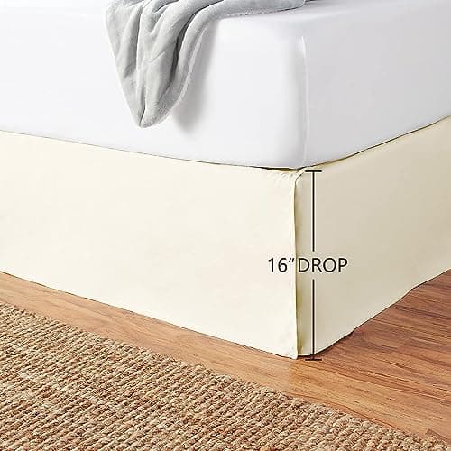 Amazon Basics Lightweight Pleated Bed Skirt, Machine Washable, Wrinkle Resistant, King, Beige 5