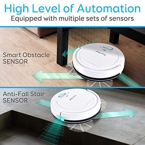 SereneLife Pure Clean Robot Vacuum Cleaner - Upgraded Lithium Battery 90 Min Run Time - Automatic Bot Self Detects Stairs Pet Hair Allergies Friendly Robotic Home Cleaning for Carpet Hardwood Floor 5