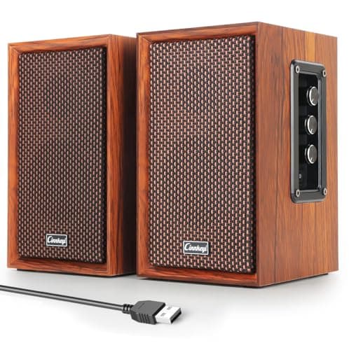cinnkeyi 40W Computer Speakers, Bluetooth Bookshelf Speakers,2.0 AC Powered Wooden PC Speakers with Strong Bass,7.28" X 2 AC Powered USB Input Speakers with DSP,Wooden Speaker for Laptop 7