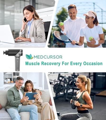 Medcursor Massage Gun - High Intensity Brushless Motor, Handheld Percussion Deep Tissue Massager with 6 Massage Heads for Sore Muscle and Stiffness, Valentines Day Gifts (Gray) 7