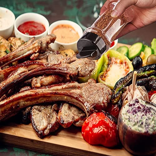 RoyalHouse 6 Pack 5.5 Oz Plastic Spice Jars with Black Cap, Clear and Safe Plastic Bottle Containers with Shaker Lids for Storing Spice, Herbs and Seasoning Powders, BPA Free, Made in USA 7