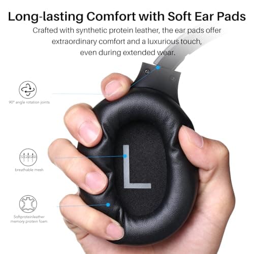 TOZO Hybrid Active Noise Cancelling Headphones, Wireless Over Ear Bluetooth Headset, 60H Playtime, Hi-Res Audio Custom EQ via App Deep Bass Comfort Fit Ear Cups, for Home Office Travel 7
