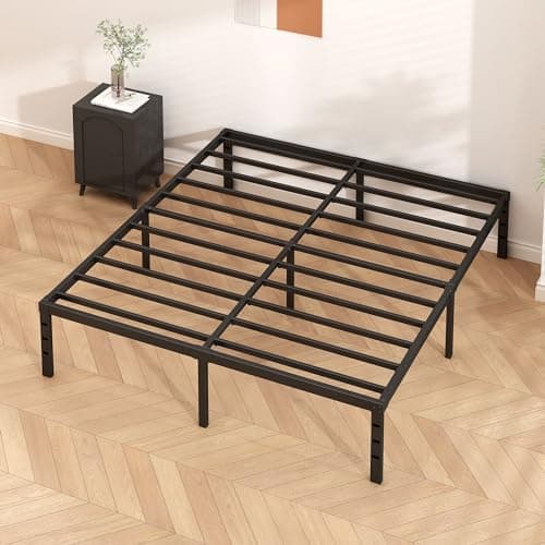HLIPHA Metal Platform Bed Frame 14 Inch Tall,No Box Spring Needed,Queen Size Bed with Heavy Duty Strong Support Slats,Easy to Assemble,Black 7