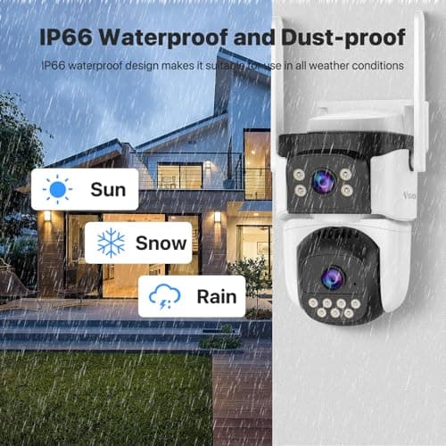 VSTARCAM 3MP+3MP Dual-Lens Outdoor Security Camera Wireless, 2K, 360° View, Color Night Vision, PIR Motion Detection, Spotlight Siren Alarm, 2-Way Talk, IP66 Weatherproof, Cloud/SD Storage 8