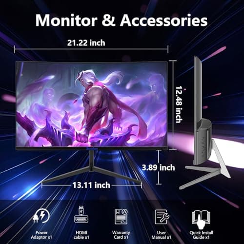 Sealan 24 inch Curved Gaming Computer Monitor FHD 1920x1080p 100Hz Refresh Rate 16:9 Aspect Ratio Free Sync Ergonomic Tilt Home Office Visual Experience for Work Play Support Wallmount (75x75mm) 8