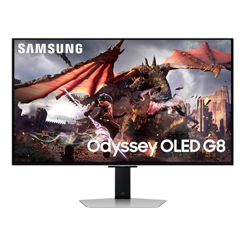 SAMSUNG 32-Inch Odyssey OLED G8 (G80SD) Series 4K UHD Smart Gaming Monitor, 240Hz 0.03ms, Glare-Free Display, Gaming Hub, Adjustable Sleek Metal Design, LS32DG802SNXZA, 2024 (Renewed), Silver