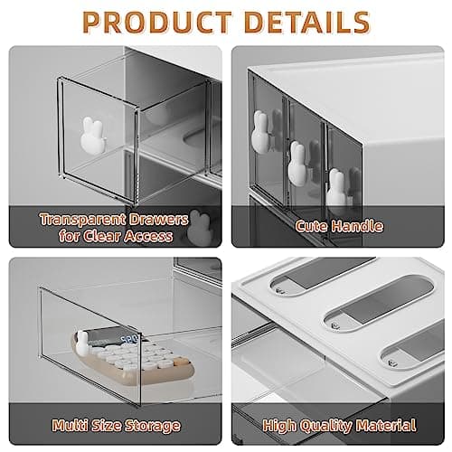 Marbrasse Desk Organizer with 6 Drawers, 3 Tier Stackable Storage Drawers Plastic Makeup Storage, Office Organizers and Storage, Desk Storage Box for Office, School, Home 6