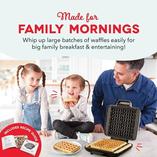 Dash No-Drip Waffle Maker - Makes Four Waffles at Once for Hassle-Free Breakfasts - Dual Nonstick Heating Plates & Quick Heat-Up System - Easy-Release Surface - Silver 5