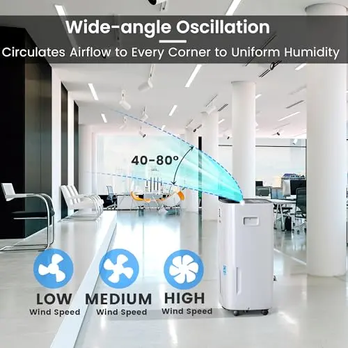 Yaufey 150 Pints Energy Star Dehumidifier with Pump for Home, Basement and Large Room up to 7000 Sq. Ft., With Drain Hose, Timer, Intelligent Humidity Control and Large Water Tank 5