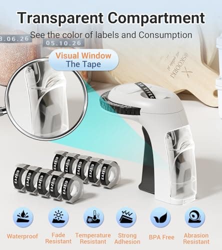 EazeID Embossing Label Maker Machine with 10 Tapes Black, Vintage Manual Labeler, 3D Embossed Label Maker 3/8inch Labels-Waterproof for Scrapbooking Supplies, Home Office & Kids School Items 6