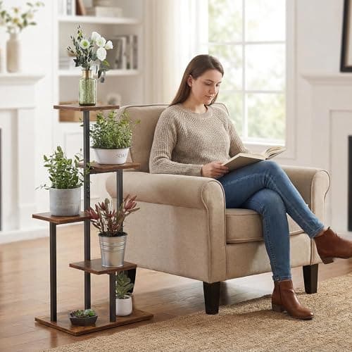 VonDream 4 Tier Plant Stand Indoor, Tiered Plant Stands for Indoor Plants Multiple, Corner Flower Stand for Living Room, Multi-Layer Vintage Design Plant Shelf 7