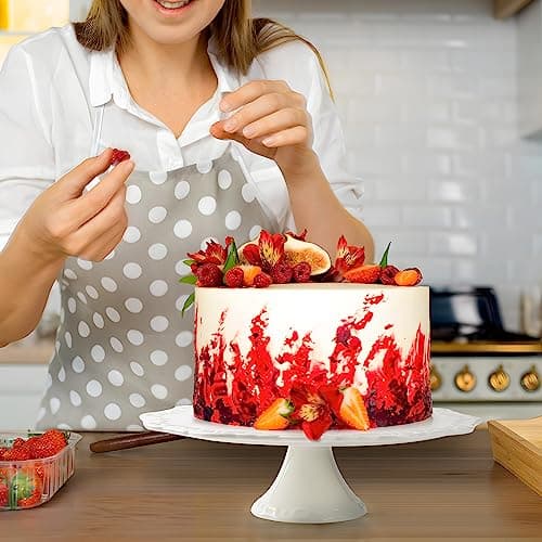 BPFY 10 Inch White Ceramic Cake Stand (Holds 10 Inch Cake), Decorative Cupcake Stand, Dessert Display Plates for Snacks and Cookies, Baby Shower, Birthday, Wedding Party Decor 6