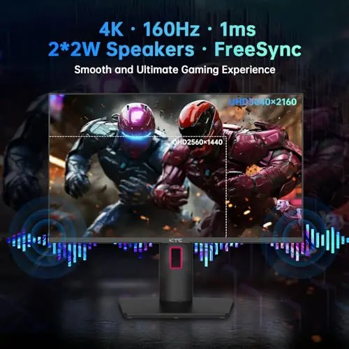 KTC 27 Inch 4K Mini LED Monitor, Fast IPS, HDR1000 160Hz 144Hz Gaming Monitor, Speakers, Type-C 90W, HDMI/DP/USB, Swivel/Height/Pivot/Tilt, VESA, Vertical Monitor for Gaming & PC 5