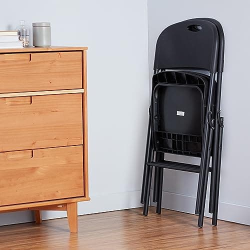 Amazon Basics Portable Folding Plastic Chair, Events Seating, Easy to Store, 350-Pound Capacity, Black, 2-Pack 6