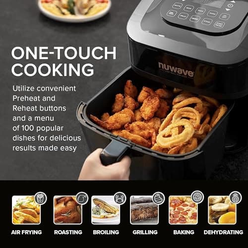 NUWAVE Brio 7-in-1 Air Fryer Oven, 7.25-Quart with One-Touch Digital Controls, Non-Stick Air Circulation Riser & Reversible Rack Included 8