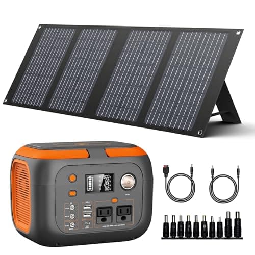 300W Portable Power Station with Solar Panel 40 Watt, 260Wh Solar Powered Generator for Camping Lithium Battery Bank with Solar Panels, 110V Outlet Solar Power Banks, Solar Generator for Outdoor