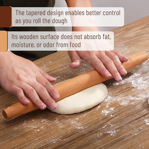 BAMBOO LAND- French Rolling Pin Set, 2 pcs, 16", 8", Natural Wood Rolling Pins for Baking 5