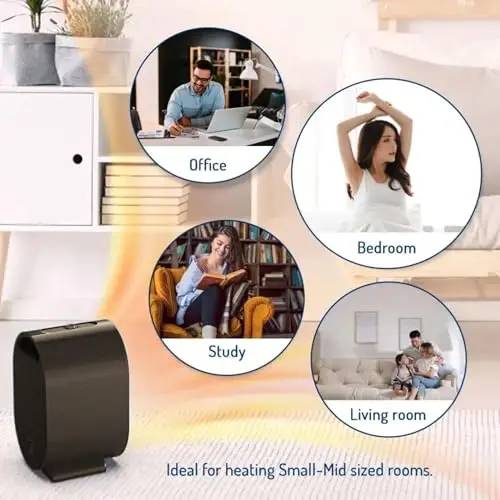 Portable Electric Space Heater - Matte Purple PTC Ceramic Heater with Thermostat for Quick Heating | Ideal for Quiet and Safe Use in Desks, Bedrooms, and Small Spaces 9