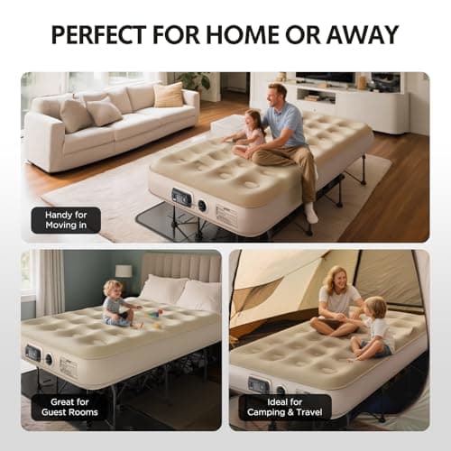 Simpli Comfy EZ Bed Twin Self-Inflating Air Mattress with Built-in Frame, Pump and Wheeled Case, Blow Up Inflatable Air Bed Perfect for Home, Guests, Travel, Vacation, Camping 7
