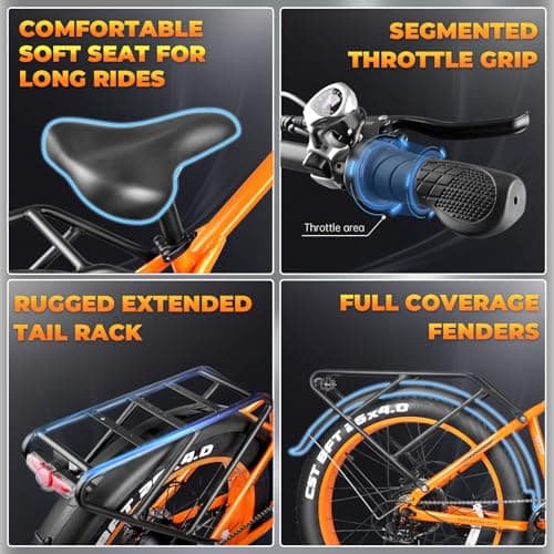 SURNAT Electric Bike for Adults - Dual Motor AWD 2000W 32MPH Ebike with 48v/22.5Ah Removable Battery, 26x4.0 Fat Tire Mountain Electric Bicycle, Hydraulic Disc Brake E-Bike for Men Women (Black) 6