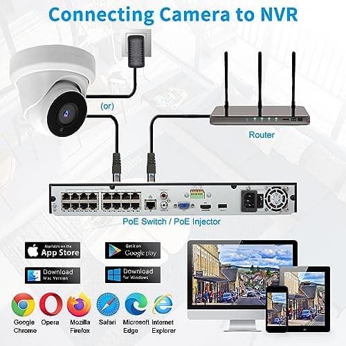 Tennoz 8MP 4K IP PoE Turret Camera Outdoor, H.265 PoE IP Security Dome Camera with 80ft Night Vision, 2.8mm Lens, 105° Wide Angle, Built-in Mic, WDR, Compatible with Third-Party NVRs and Software 6